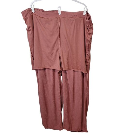 Torrid Womens Size 5 5X Mauve Color Wide Leg Rayon Pull On Pants Lined Tie Belt - Picture 3 of 10